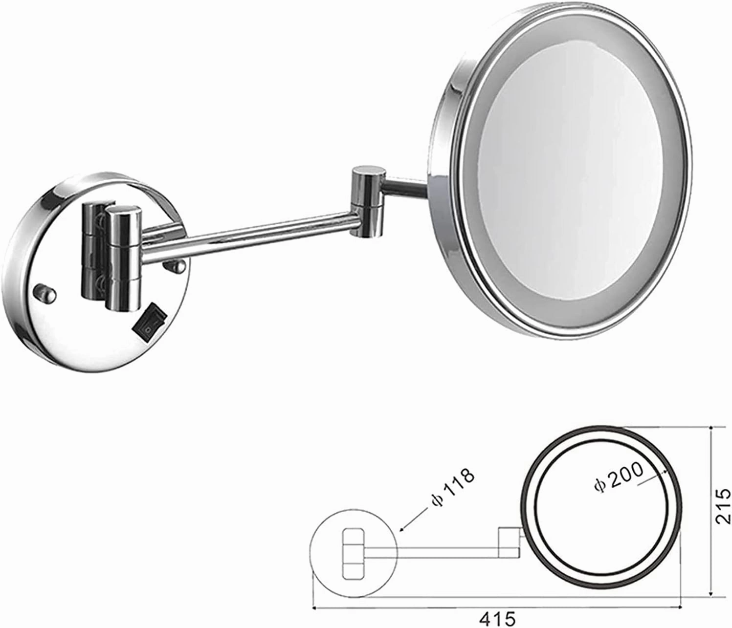 Wall Mounted Makeup Mirror-3/5/7/10x Magnification 8'' Two-Sided Swivel Extendable Bathroom Mirror,USB Rechargeable,Upgrade Version Cosmetic Mirror(D,10X)