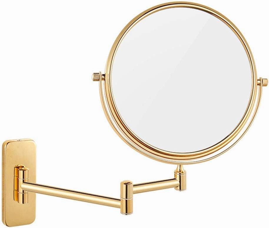 Wall Mounted Makeup Mirror 3X Magnification, Premium 8'' Two-Sided Bathroom Vanity Mirror, 360 Degree Swivel, No Light, Extendable Arm, Round (Color : Sliver)