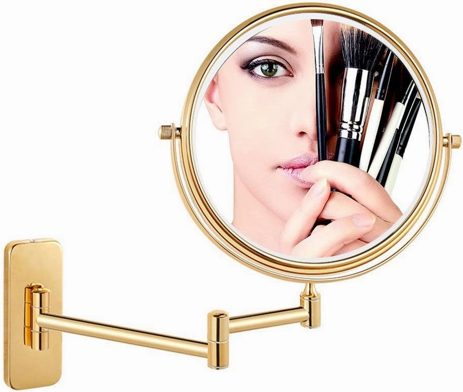 Wall Mounted Makeup Mirror 3X Magnification, Premium 8'' Two-Sided Bathroom Vanity Mirror, 360 Degree Swivel, No Light, Extendable Arm, Round (Color : Sliver)