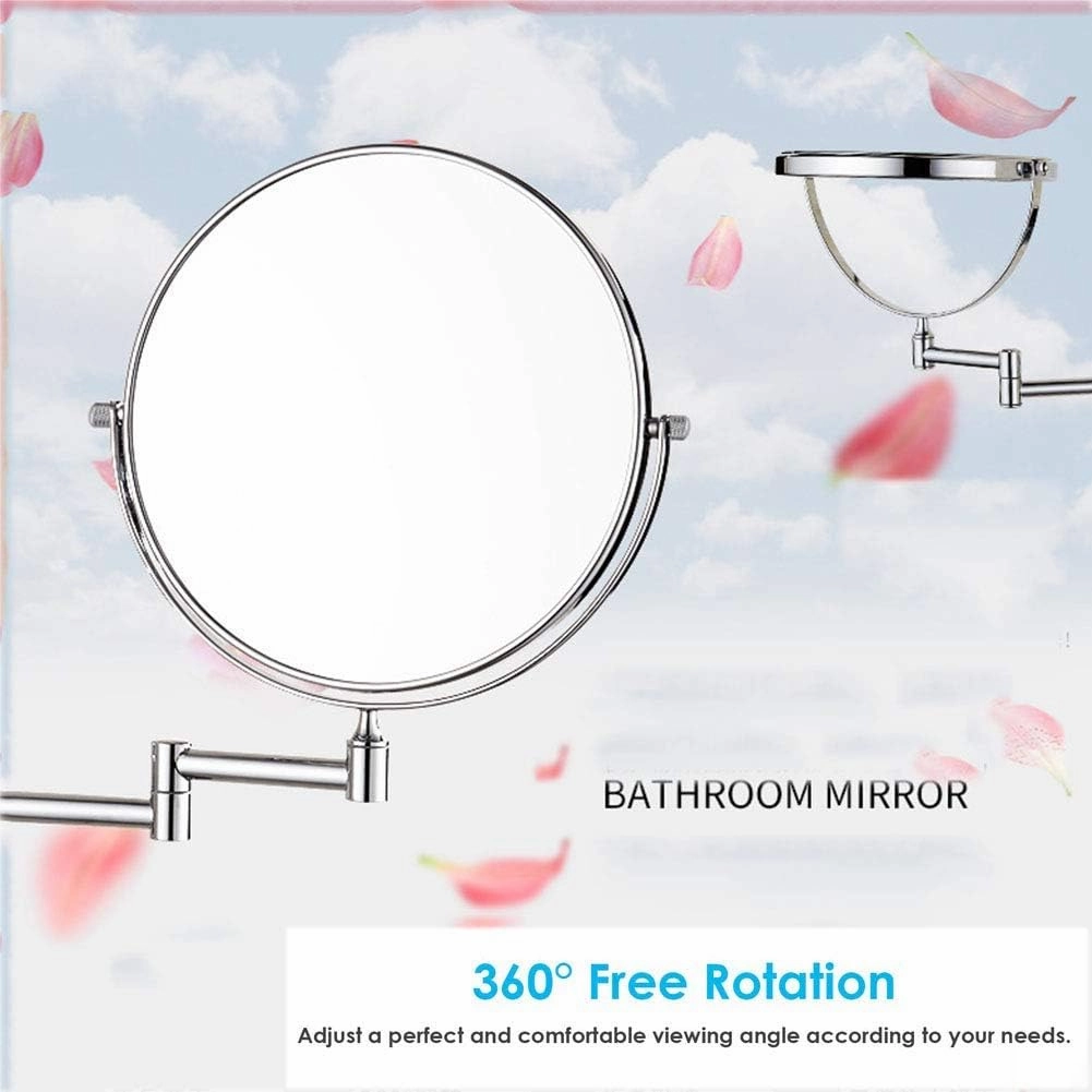 Wall Mounted Makeup Mirror, 8-Inch Two-Sided Swivel Wall Mount Mirror with Magnification, Flexible Gooseneck, and Locking Suction, No Light, for Bathroom (Size : 10x)