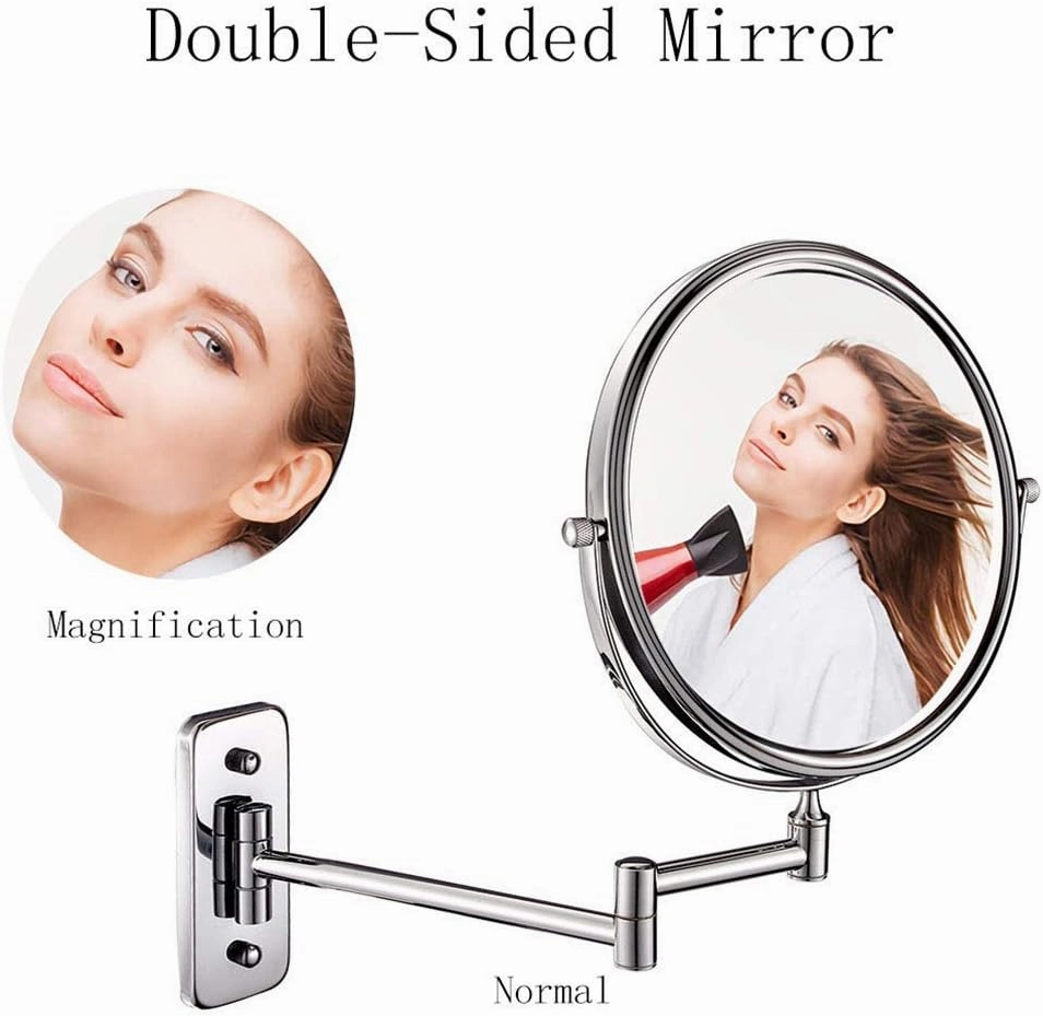 Wall Mounted Makeup Mirror, 8-Inch Two-Sided Swivel Wall Mount Mirror with Magnification, Flexible Gooseneck, and Locking Suction, No Light, for Bathroom (Size : 10x)