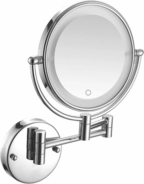 Wall Mounted Makeup Mirror Chrome Swivel Double Sided Wall Mounted Bathroom Magnify Vanity Mirror with Extendable Arm(Hardwired,7X)