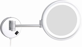 Wall Mounted Makeup Mirror with Magnification, 8 Inch Chrome Finish 360° Extendable LED Lighted Shaving Vanity Mirrors, Plug Powered,7X (Color : 7X)
