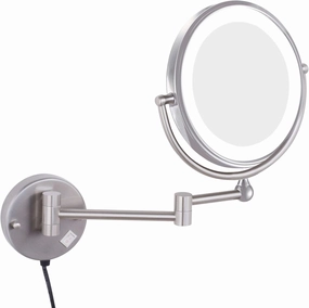 Wall Mounted Makeup Mirror with Magnification,8-Inch Lighted Makeup Mirror for Bathroom,360 Degree Swivel Rotation with Distortion Free View,Extendable Arm,Round Shape (Color : Matte Black, Size : 1