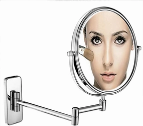 Wall Mounted Makeup Mirror with Magnification, Makeup Mirror for Bathroom, Two-Sided Extendable, 360 Degree Swivel, Extendable Arm, No Light, for Girls (Color : 8in, Size : 7X)