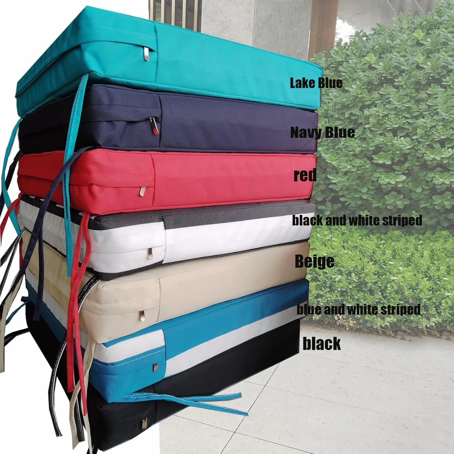 Waterproof Outdoor cushions18 x18 Patio Chair Cushions Black Outdoor Chair Cushions with Adjustable Straps,2 Pack