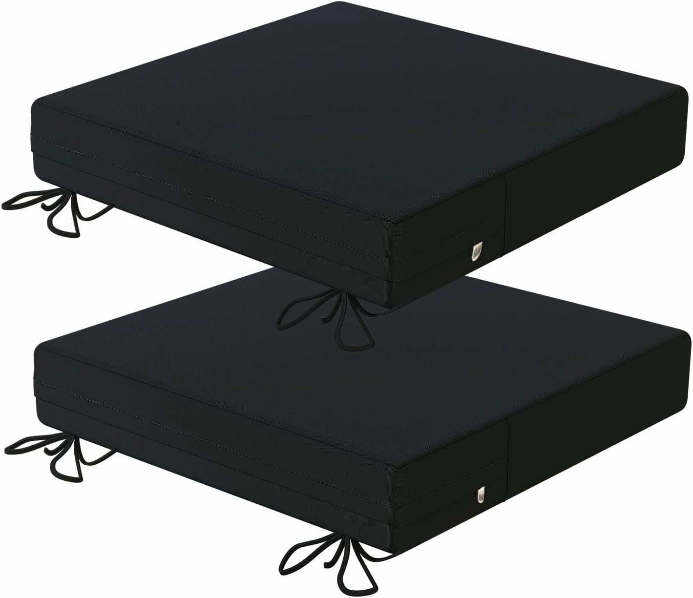 Waterproof Outdoor cushions18 x18 Patio Chair Cushions Black Outdoor Chair Cushions with Adjustable Straps,2 Pack