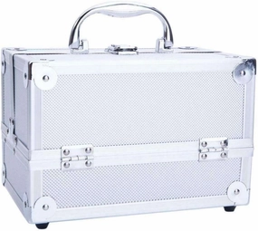 WDYB Portable 9" Aluminum Makeup Train Case Jewelry Box Cosmetic Mirror Organizer Cosmetic-display-cases Makeup organizer Bathroom organizer Makeup bag Storage cabinet Bathroom storage Makeup va