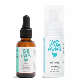 We Love Eyes - All Natural Tea Tree Eyelid Makeup Remover Set (Makeup Remover 30 ml & Foaming Cleanser 40 ml) remove foundation liquid moisturize wash eyelashes. Paraben & Sulfate Free - Made in USA
