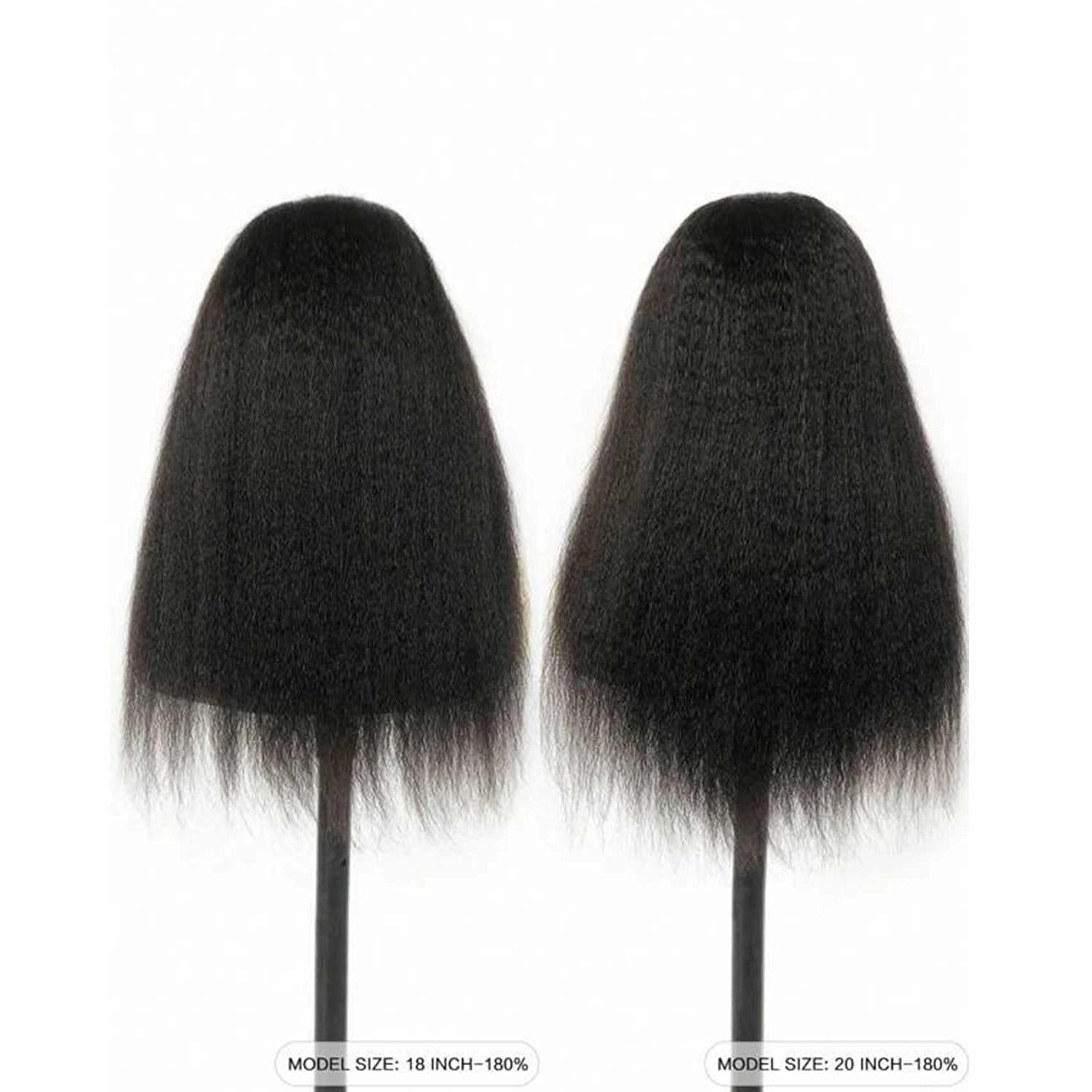 Wear & Go Glueless Wigs Human Hair Pre Plucked Pre Cut 6x4 Lace Closure Wigs 180% Density Kinky Straight Glueless Wigs Human Hair for Women Natural Black 22Inch