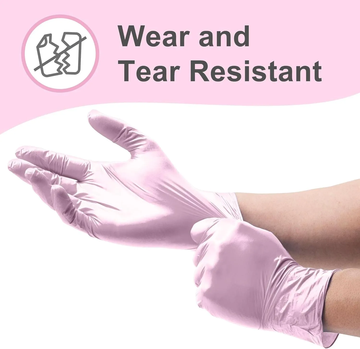 WECARE Pink Disposable Nitrile Gloves - Powder and Latex Free - Non-Sterile - Food Safe