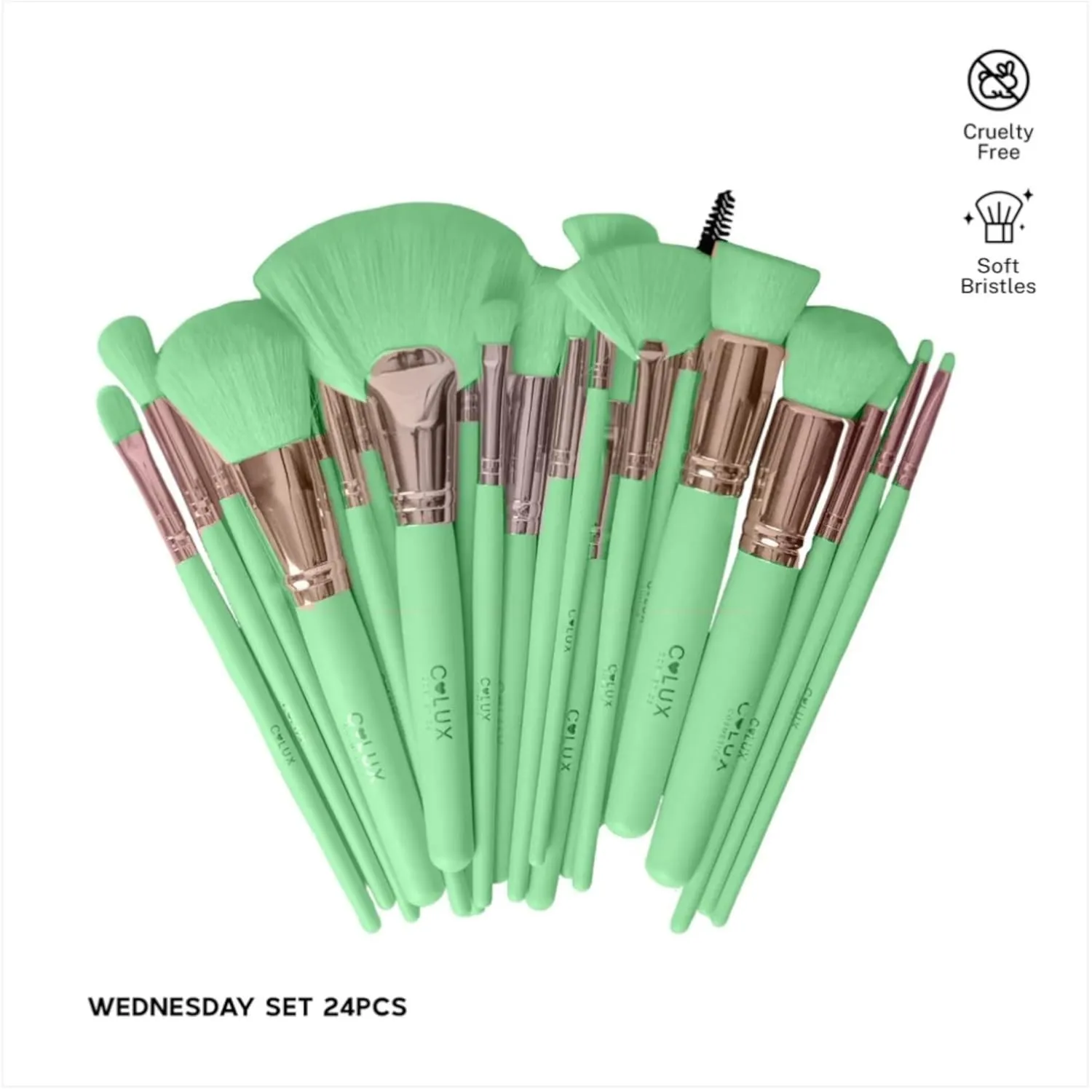 Wednesday 24pcs Makeup Brush Set – Soft Synthetic Bristles, Cruelty-Free, Full Face & Eye Brushes for Foundation, Blush, Contour & Blending – Elegant & Durable.