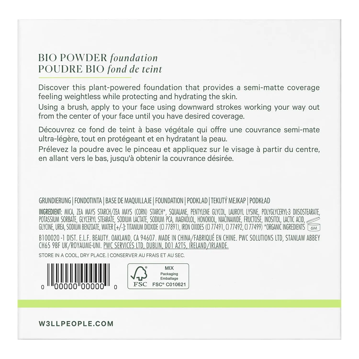 Well People Bio Powder Foundation, Lightweight & Hydrating Foundation For Perfecting & Smoothing Skin, Semi-Matte Finish, Vegan & Cruelty-free, 2W