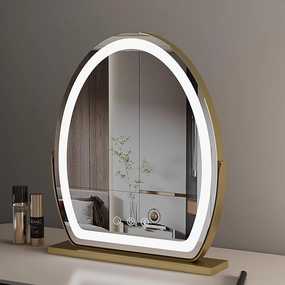 White 30X40cm Vanity Mirror with Lights Rotatable Touch Screen Oval Makeup Mirror