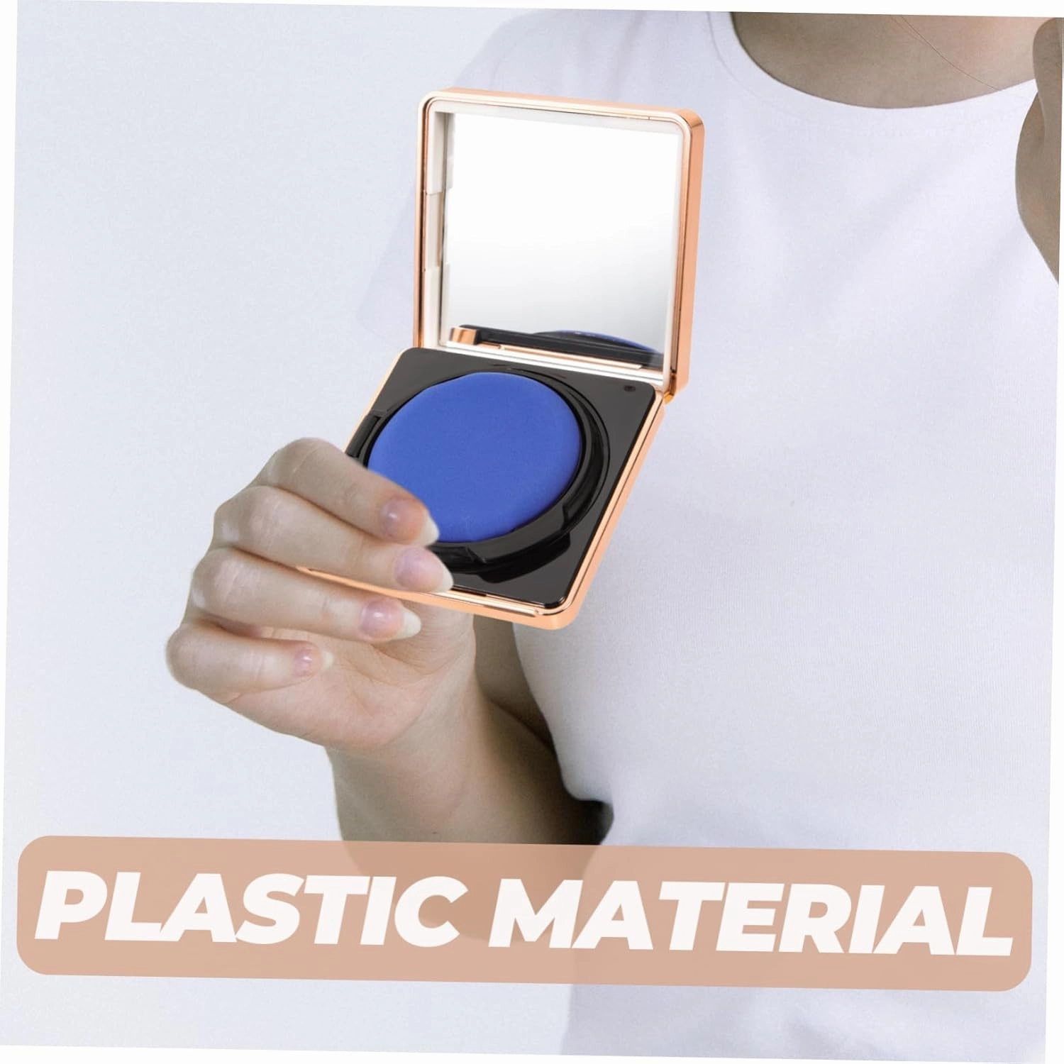 White Plastic Case, 1 Rectangular Empty Cushion Foundation Container with Puff and Mirror, Portable Makeup Travel Container for DIY BB Cream, Loose Powder, Cosmetic Cream