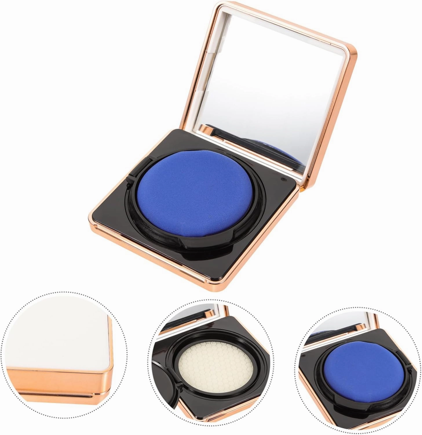 White Plastic Case, 1 Rectangular Empty Cushion Foundation Container with Puff and Mirror, Portable Makeup Travel Container for DIY BB Cream, Loose Powder, Cosmetic Cream