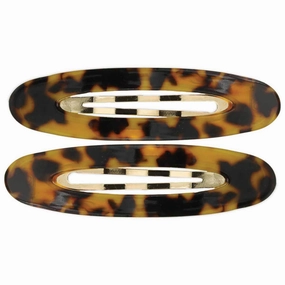 Wide Oval Retro Acrylic Hair Clip in Tortoise Shell