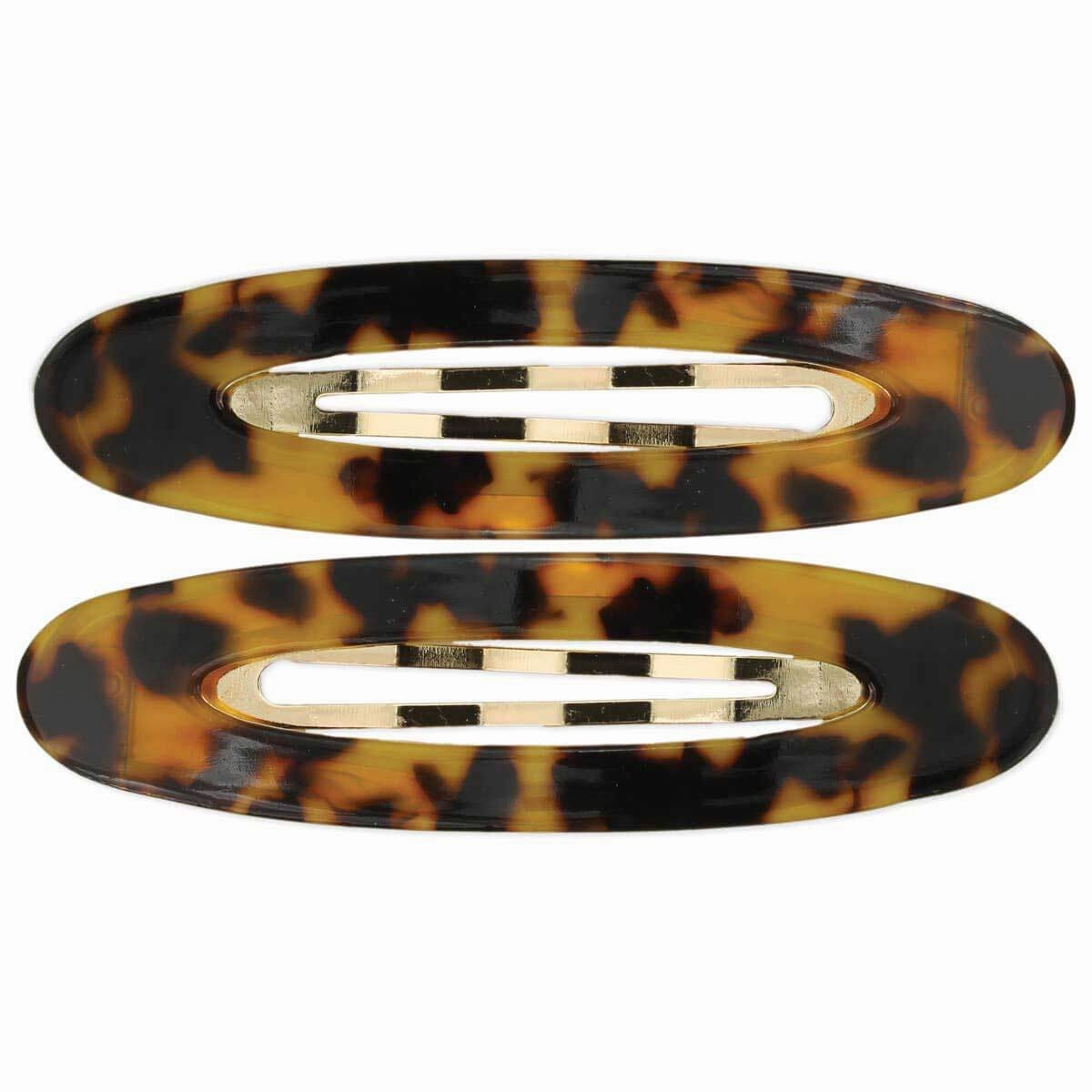 Wide Oval Retro Acrylic Hair Clip in Tortoise Shell