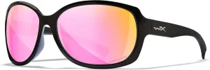 Wiley X WX Mystique Active Womens Captivate Polarized Lenses Rose Gold Mirror Gloss Black Sunglasses, UV Eye Protection and Safety For Outdoor Sports Prescription Ready