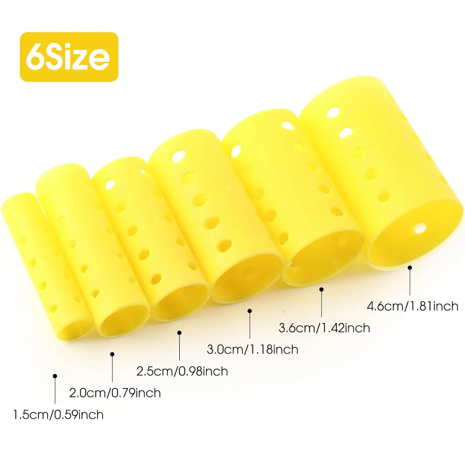 WILLBOND 141 Pieces Hair Rollers Set Include 60 Plastic Hair Rollers(Yellow,6 Sizes)