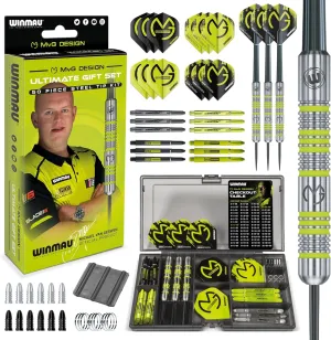 WINMAU Michael Van Gerwen MvG Gift Sets - 50 Piece Darts Set with 4 Sets of Shafts, 4 Sets of Flights Plus Accessories