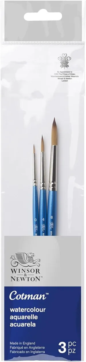 Winsor & Newton Cotman Watercolour Brush Pack, Short Handle, 3 pack, #2