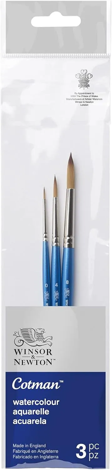 Winsor & Newton Cotman Watercolour Brush Pack, Short Handle, 3 pack, #2