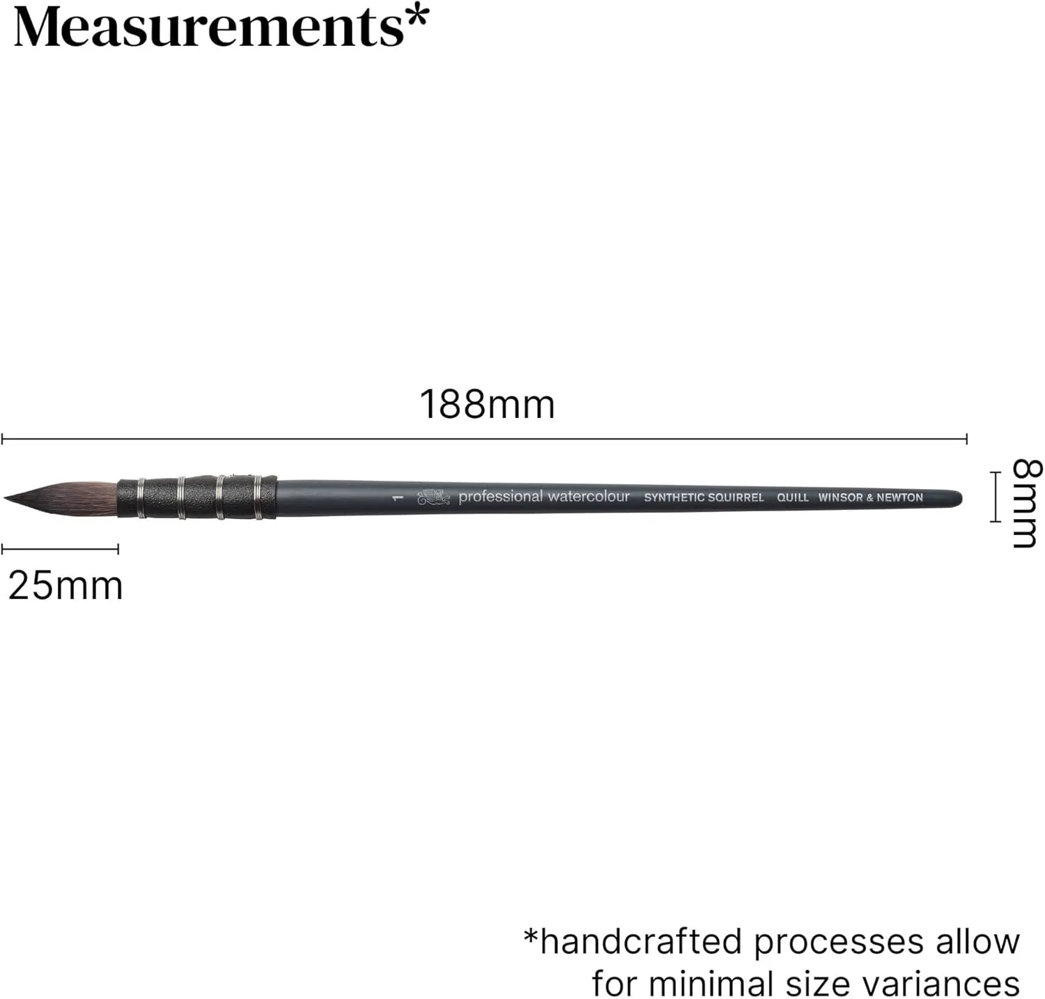 Winsor & Newton Professional Watercolour Synthetic Squirrel Quill Brush, Size 1