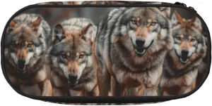 Wolfs Print Simple rectangle Pen bag Storage case for Office supplies,cosmetics,toiletries