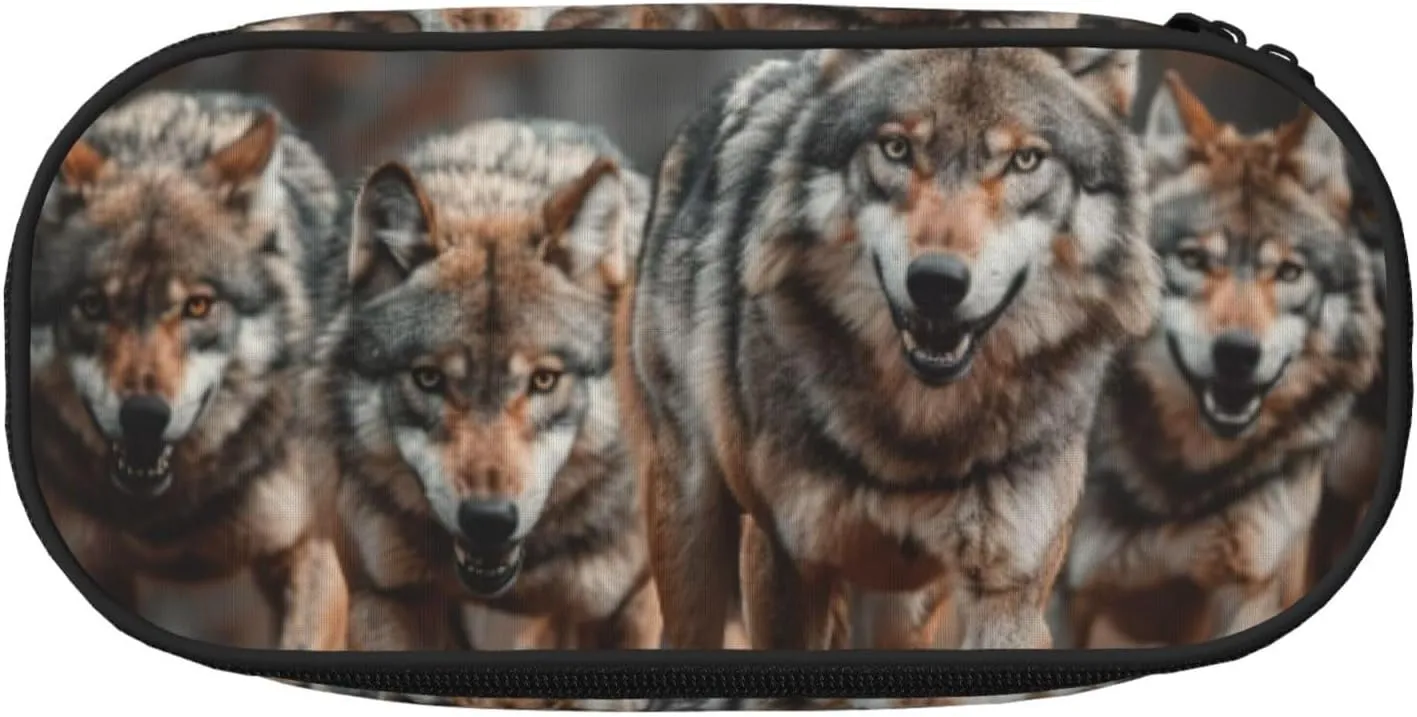 Wolfs Print Simple rectangle Pen bag Storage case for Office supplies,cosmetics,toiletries
