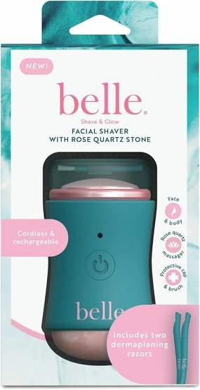 Women's Electric Facial Shaver, Rechargeable, Rose Quartz Massager, with 2 Dermaplaning Razors - 2 Dermaplaning Razors Included for Close Shave and Skin Exfoliation
