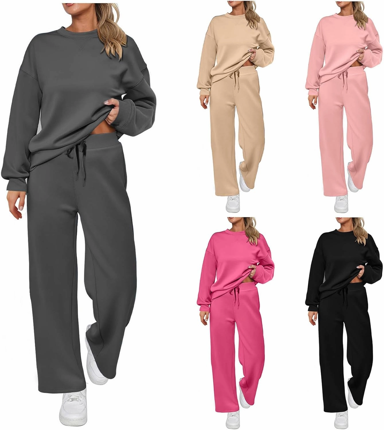 Women's Two Piece Sets Sweatsuit Casual Loose Long Sleeve Sweatshirt Matching Sweatpants Set Workout Sets