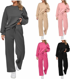 Women's Two Piece Sets Sweatsuit Casual Loose Long Sleeve Sweatshirt Matching Sweatpants Set Workout Sets