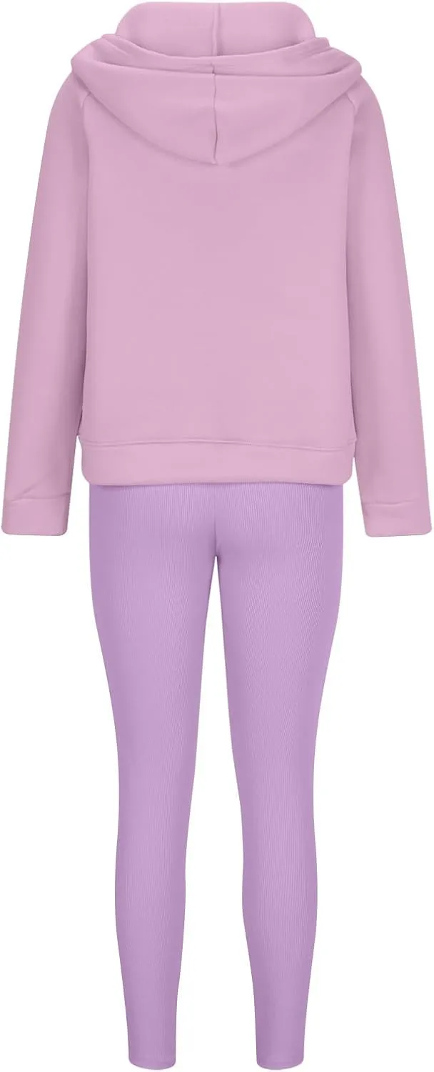 Womens 3 Piece Athletic Suit Sweat Suit Hooded Sweatshirt And Leggings Casual Comfortable Sweatsuit Active Wear Sets