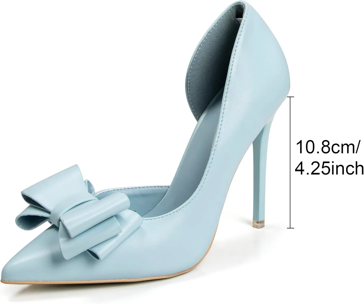 Womens Closed Toe Stiletto Pumps with Bow Slip On Pointed Toe D'Orsay High Heels for Women Comfortable Wedding Party Evening Dress Stiletto Shoes 4.13"