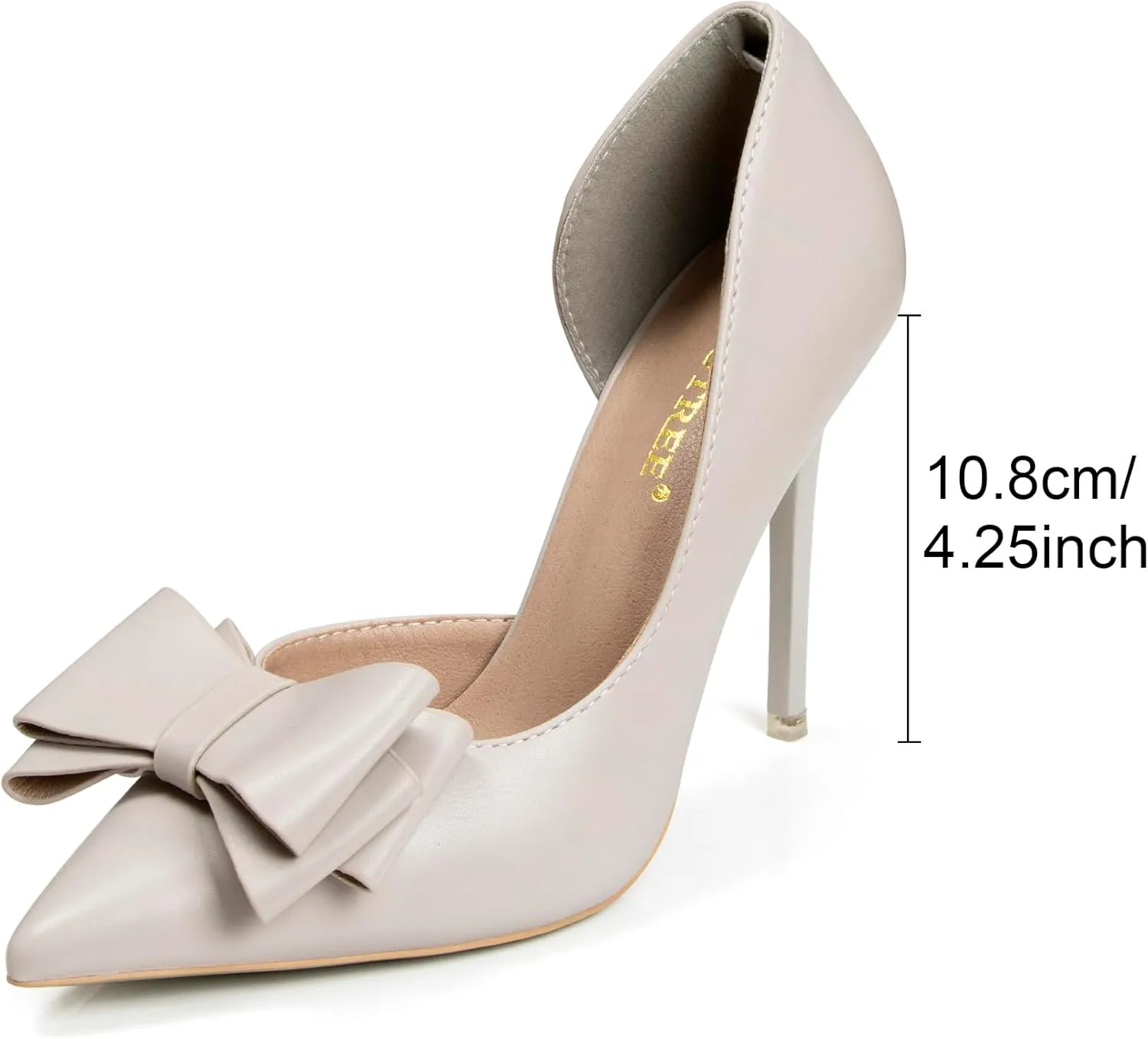 Womens Closed Toe Stiletto Pumps with Bow Slip On Pointed Toe D'Orsay High Heels for Women Comfortable Wedding Party Evening Dress Stiletto Shoes 4.13"