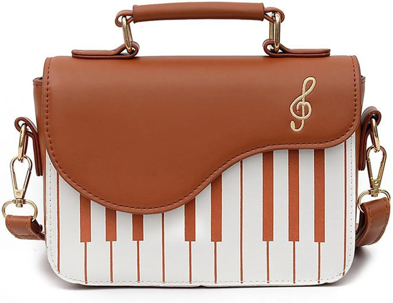 Women’s Piano Guitar Shape Crossbody Purse Music Guitar PU Leather Shoulder Tote Bag Purse