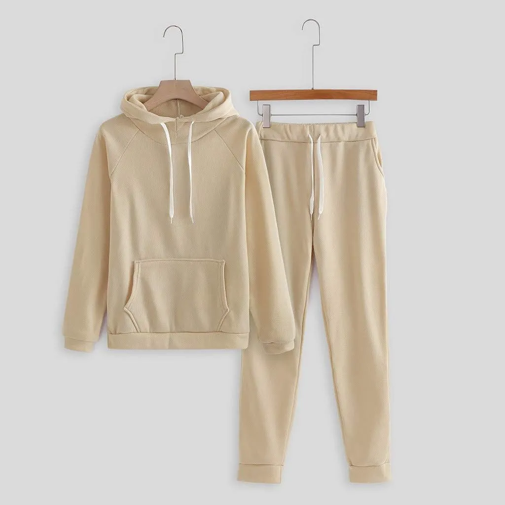 Womens Solid Tracksuit 2 Piece Outfits Casual Hoodie Baggy Sweatpants Sweatshirt and Pant Sets Fall Fashion