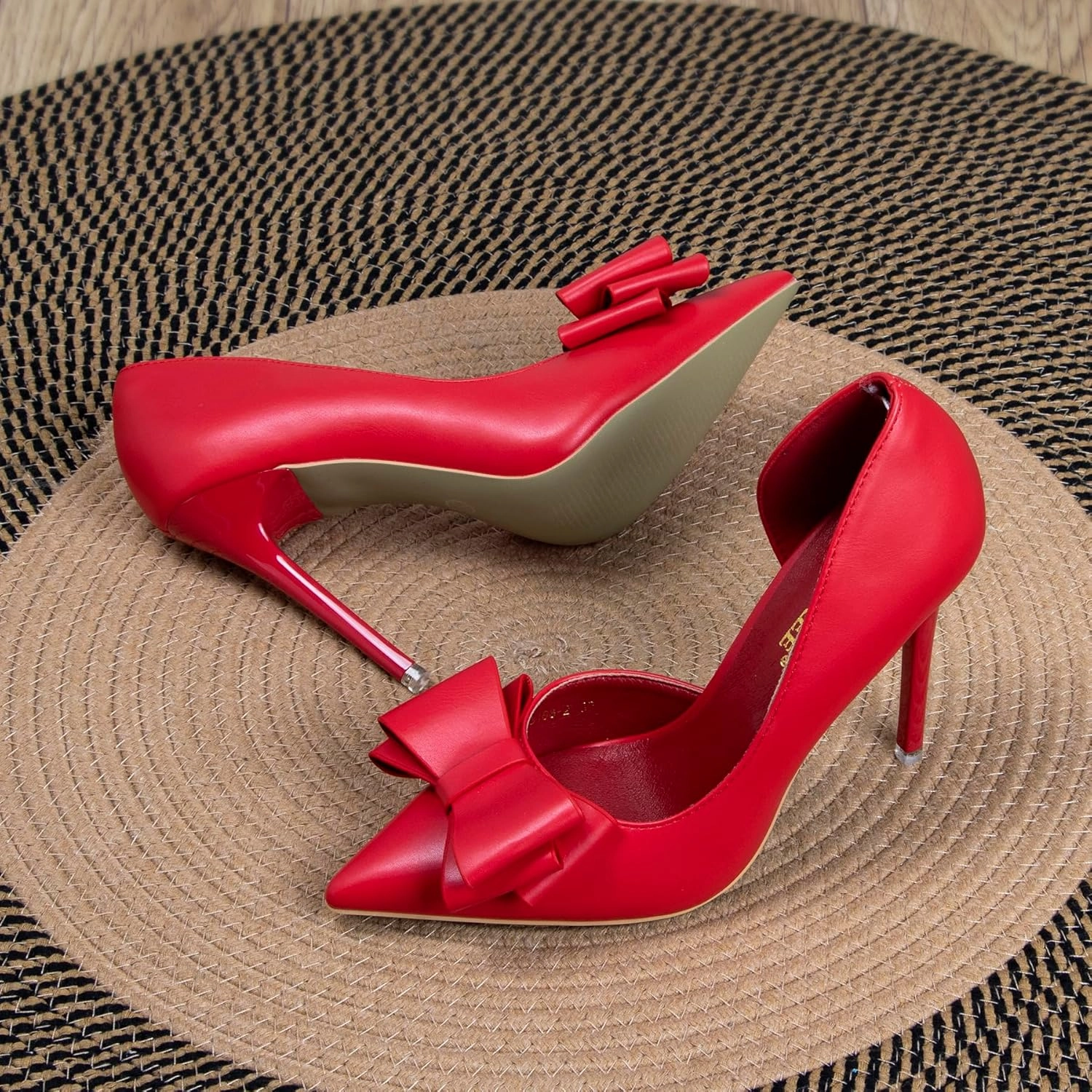 Womens Closed Toe Stiletto Pumps with Bow Slip On Pointed Toe D'Orsay High Heels for Women Comfortable Wedding Party Evening Dress Stiletto Shoes 4.13"