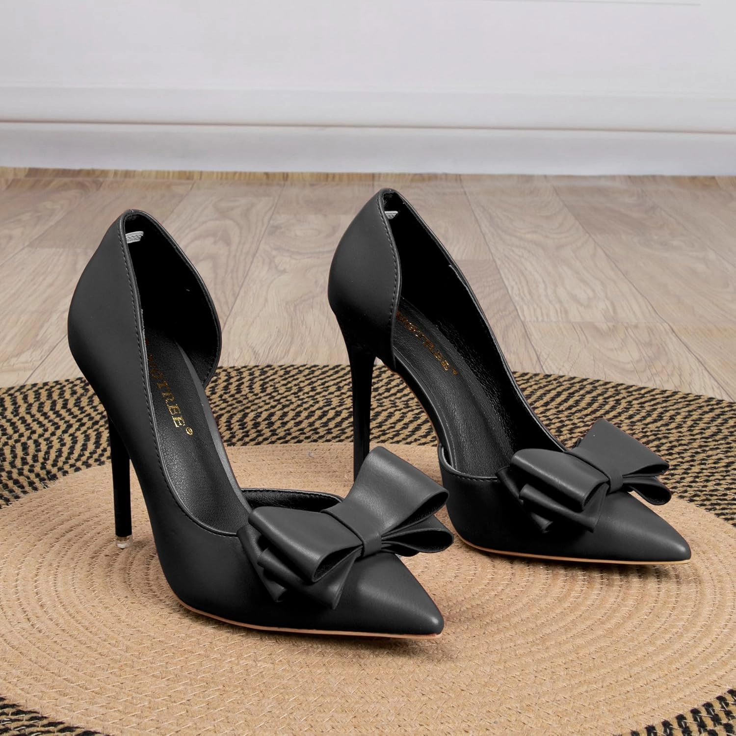 Womens Closed Toe Stiletto Pumps with Bow Slip On Pointed Toe D'Orsay High Heels for Women Comfortable Wedding Party Evening Dress Stiletto Shoes 4.13"
