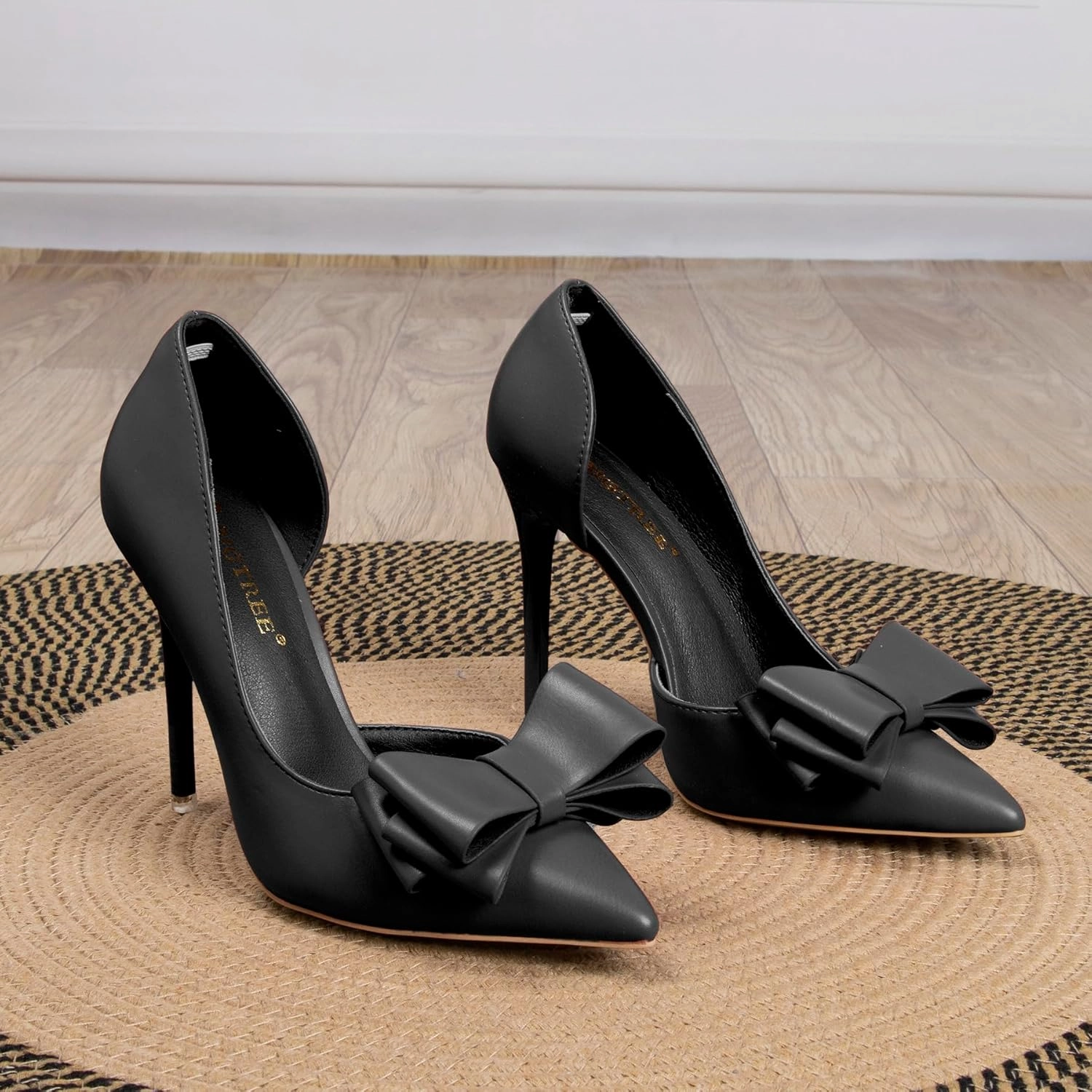 Womens Closed Toe Stiletto Pumps with Bow Slip On Pointed Toe D'Orsay High Heels for Women Comfortable Wedding Party Evening Dress Stiletto Shoes 4.13"