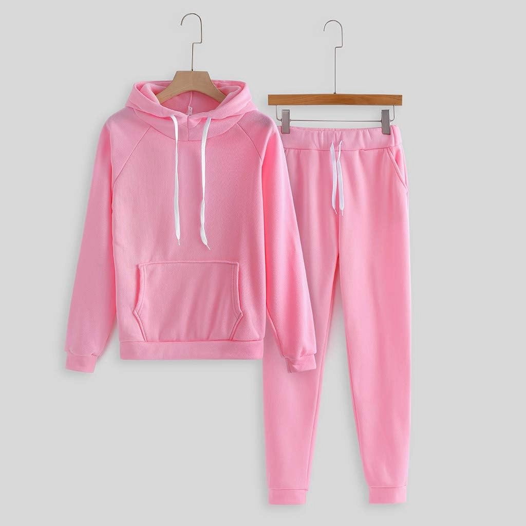 Womens Solid Tracksuit 2 Piece Outfits Casual Hoodie Baggy Sweatpants Sweatshirt and Pant Sets Fall Fashion