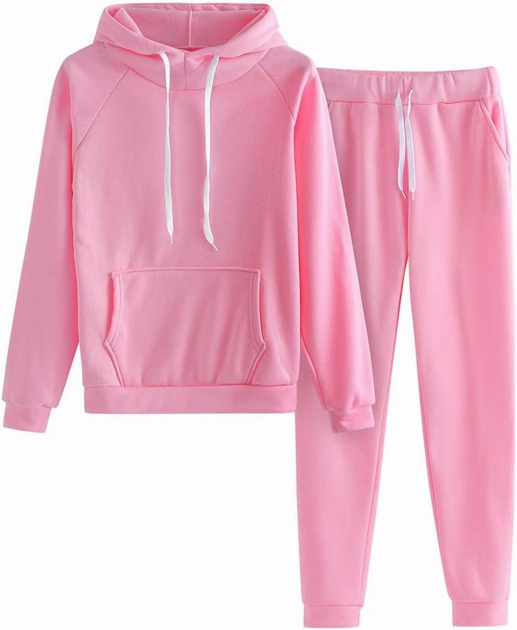 Womens Solid Tracksuit 2 Piece Outfits Casual Hoodie Baggy Sweatpants Sweatshirt and Pant Sets Fall Fashion