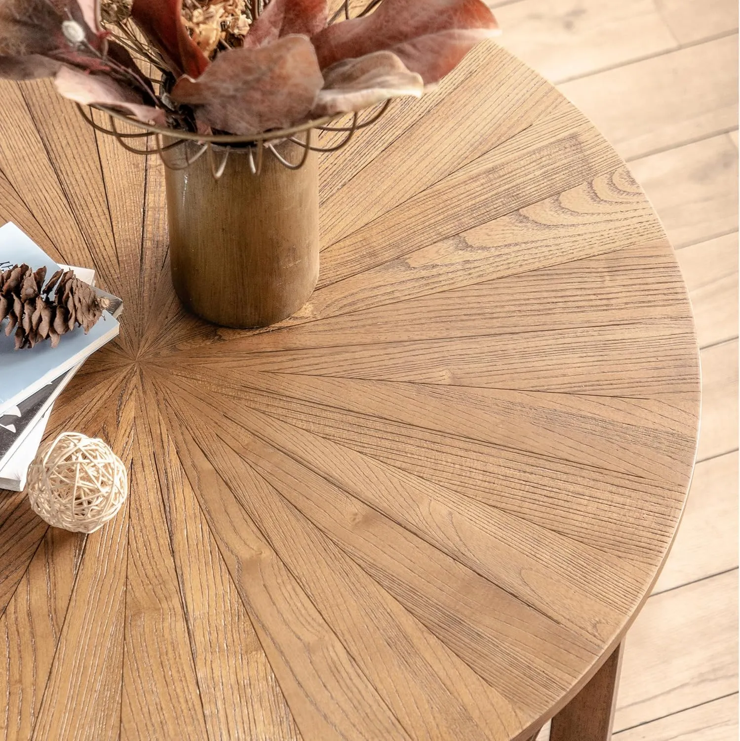 Wood Round Coffee Table for Living Room, 2 Tier Circle Coffee Table with Storage, Rustic Natural Coffee Table for Apartment, Easy Assembly (Espresso,35" Dx35 Wx18 H)