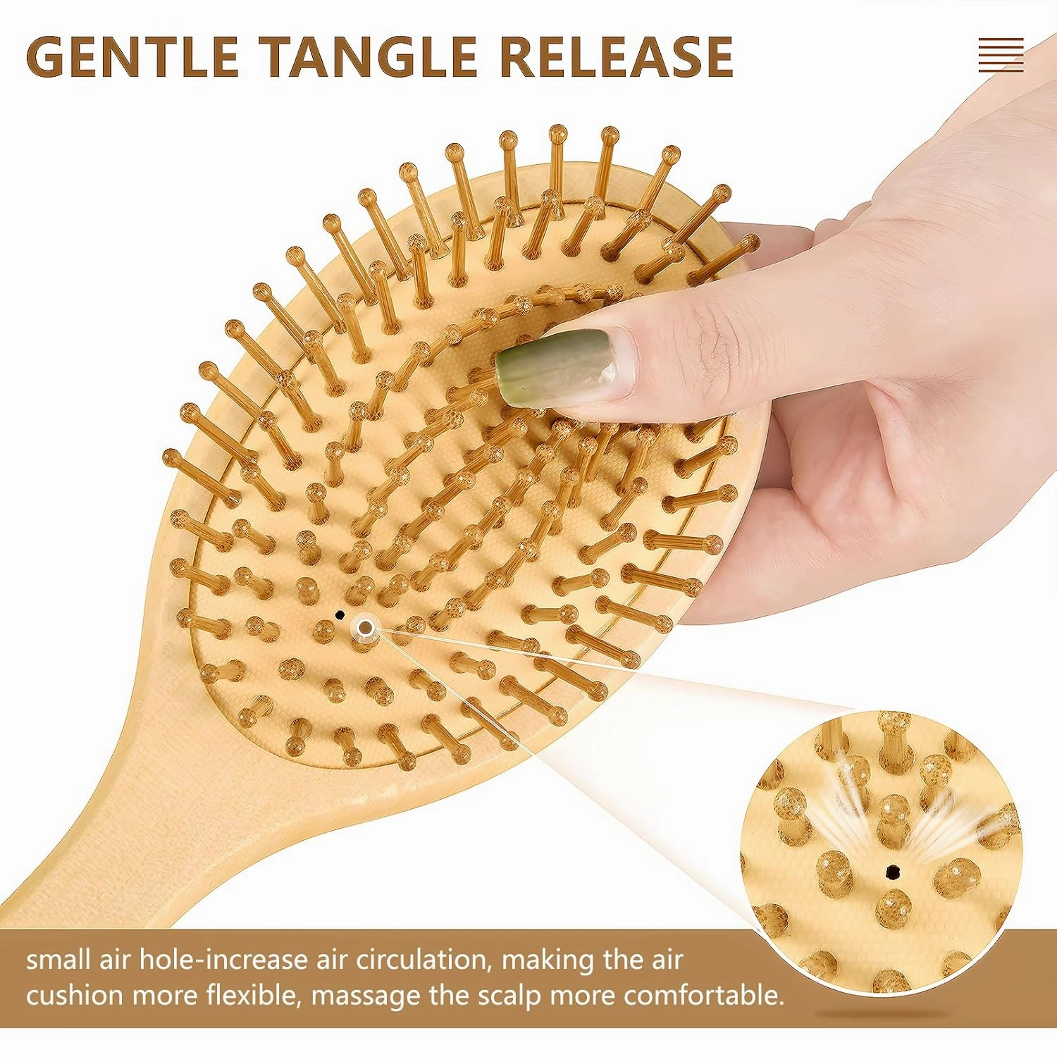 Wood Hair Brush Scalp Massage Comb Oval Paddle Detangling Brush Silicone Cushion Massaging Scalp Women Men Wet Dry Curly Thick Thin Hair Pink Floral