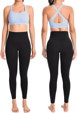 Workout Sets for Women High Waisted Leggings with Cross Back Sports Bra 2 Piece Yoga Outfits Gym Clothes Sets