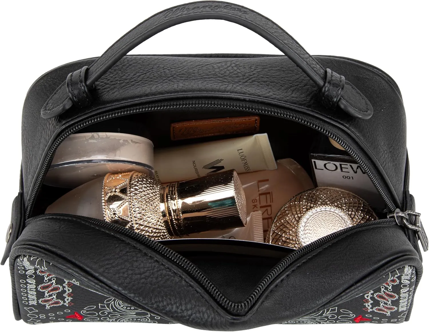 Wrangler Makeup Pouch Bag Mini Western Toiletry Purse Cosmetic Organizer Paisley Travel Pouch for Women