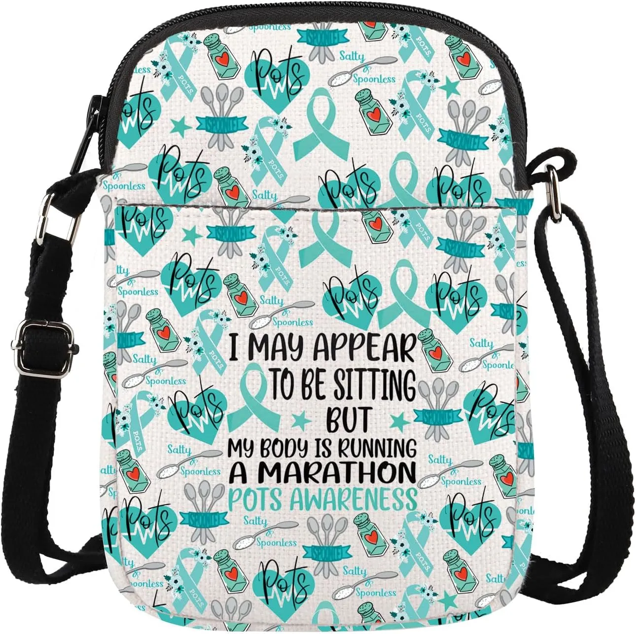 WSNANG POTS Awareness Gift Postural Orthostatic Tachycardia Syndrome Awareness Makeup Bag POTS Warrior Cosmetic Bag (POTS CB)