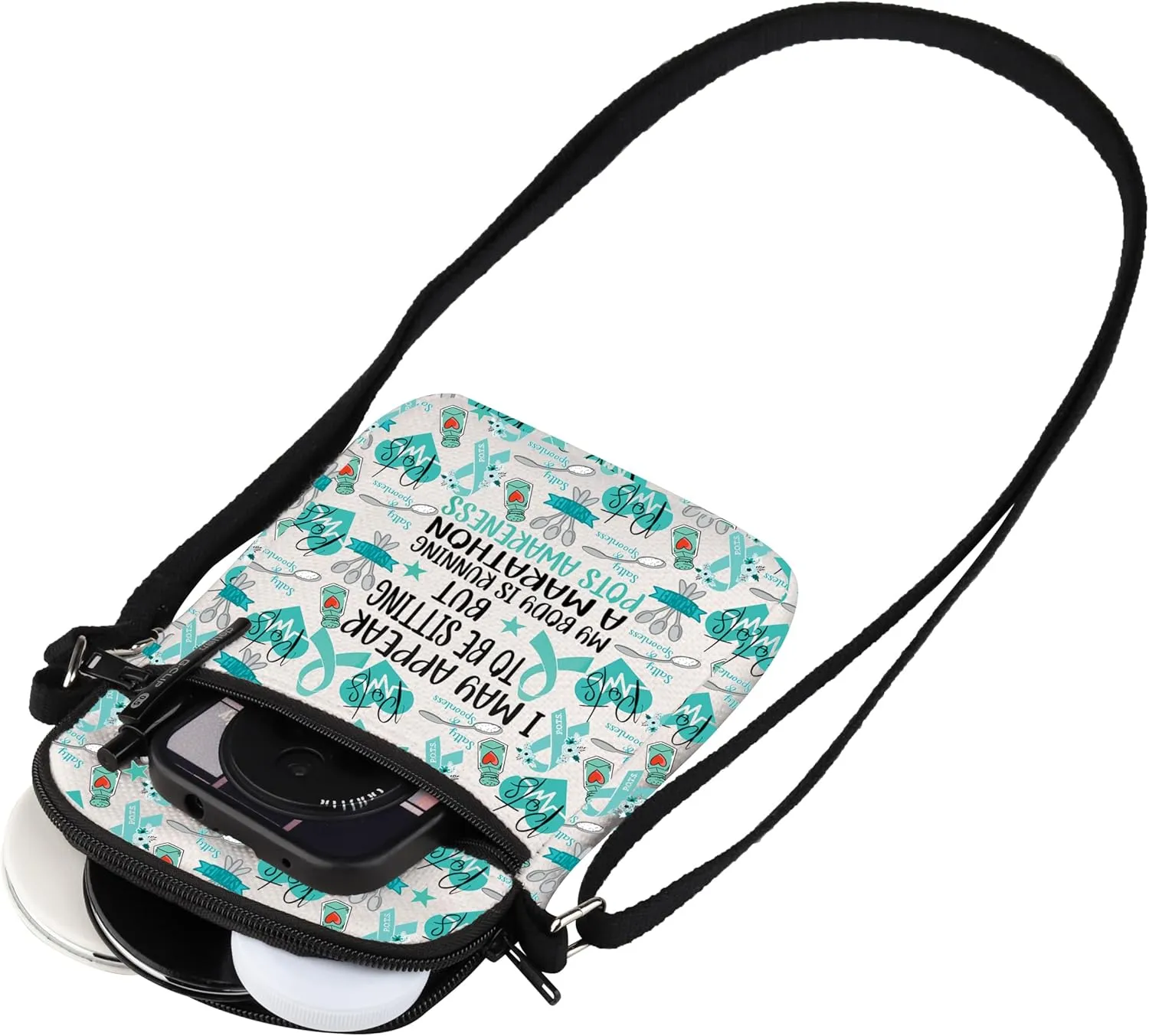 WSNANG POTS Awareness Gift Postural Orthostatic Tachycardia Syndrome Awareness Makeup Bag POTS Warrior Cosmetic Bag (POTS CB)