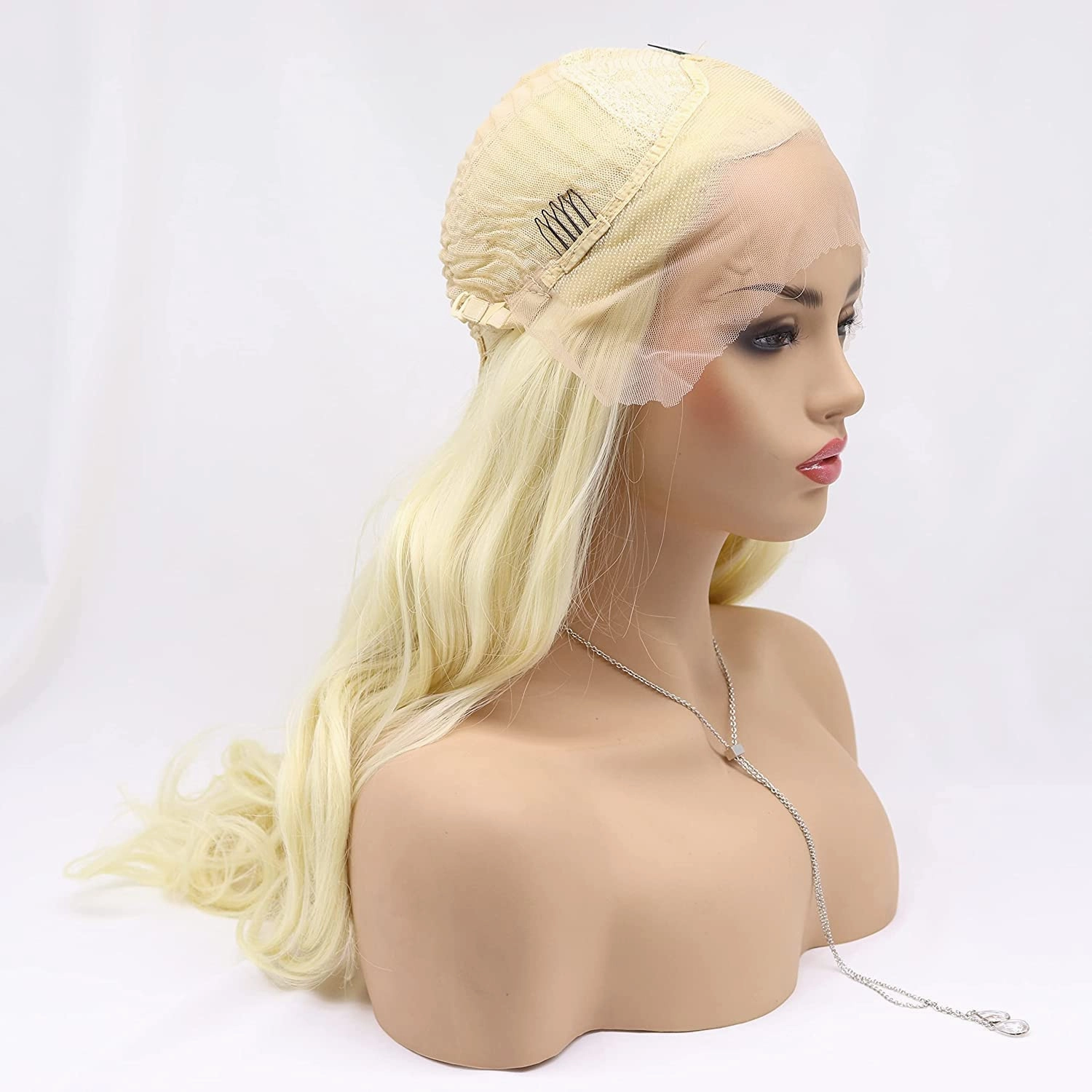 xiweiya 13x3 Lace Wigs 613# Blonde Lace Front Wig Long Body Wave Golden Wig Synthetic Heat Resistant Fiber Middle Parting for Women Cosplay Makeup Party 24 Inches